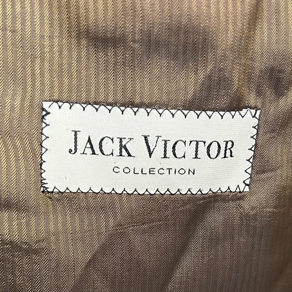 Jack Victor 46L Vitalewood Sport Coat 100% Wool Brown Houndstooth Three Button
